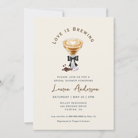 ラブはコーヒーを淹れて ブライダルシャワーパーティー 招待状 (正面)
