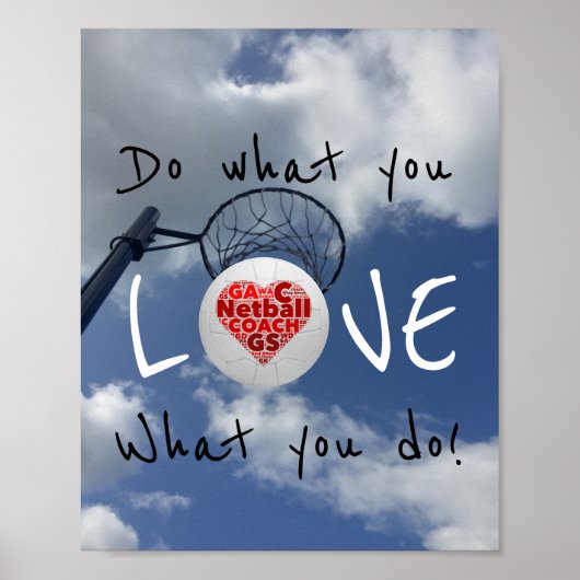 ラブやる気を起こさせるネットボール引用文 ポスター (正面)