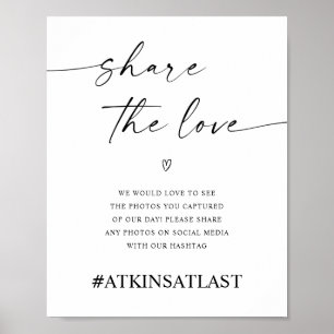 ラブをシェアするソーシャルメディアウェディングハッシュタグ ポスター