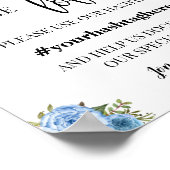 ラブをシェアするハッシュタグ ウェディング ブライダルシャワー ブルー ポスター (角)