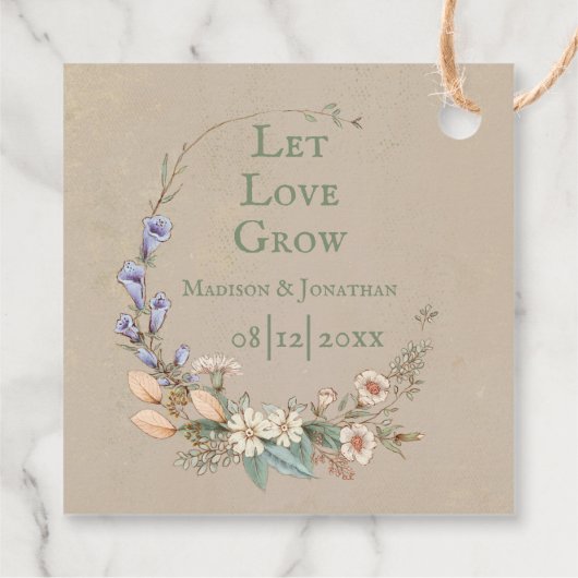 ラブを育てて フローラル ネーム デート パーソナライズド ウィムジー フェイバータグ (裏面)