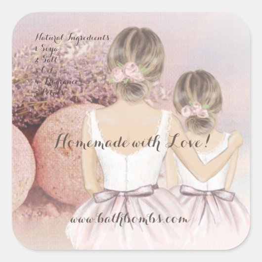 ラブを込めて手作りのバスボム スクエアシール (正面)
