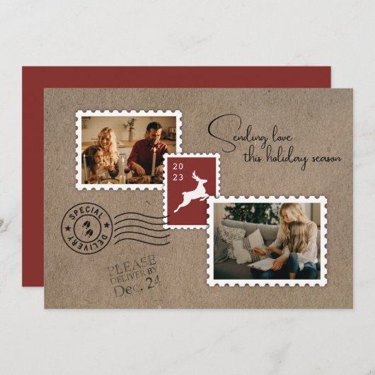 ラブを送る 二枚の写真 シーズンカード (正面/裏面)