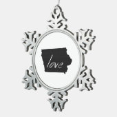 ラブアイオワの形をした黒い黒い黒い黒い黒板 スノーフレークピューターオーナメント (右)