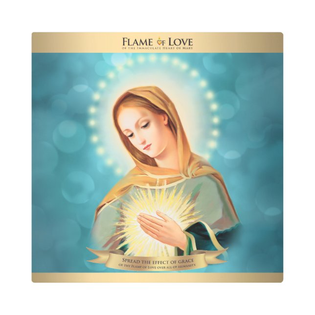 ラブアイコンの正方形の炎メタルウォールアート メタルプリント (正面)