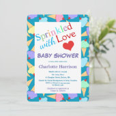 ラブアイスクリームコーンを振りかける赤ちゃんシャワー 招待状 (スタンド正面)