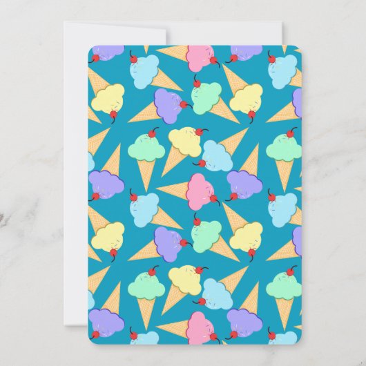 ラブアイスクリームコーンを振りかける赤ちゃんシャワー 招待状 (裏面)