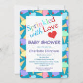 ラブアイスクリームコーンを振りかける赤ちゃんシャワー 招待状 (正面)