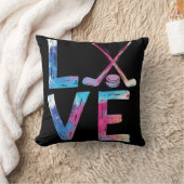 ラブアイスホッケーガールズホッケーギフトアイスホッケー クッション (ブランケット)