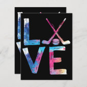 ラブアイスホッケーガールズホッケーギフトウィメンズアイスフック エンクロージャーカード (正面/裏面)