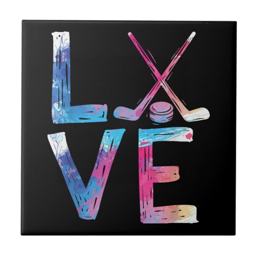 ラブアイスホッケーガールズホッケーギフトウィメンズアイスフック タイル (正面)