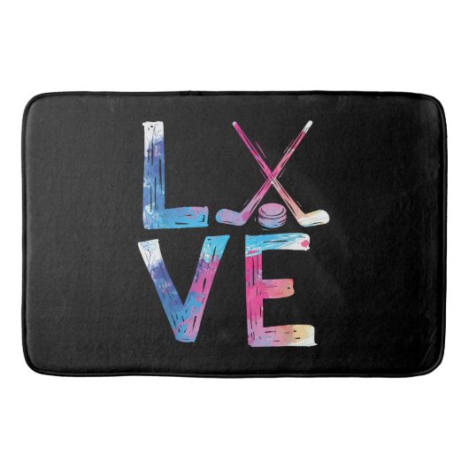 ラブアイスホッケーガールズホッケーギフトウィメンズアイスフック バスマット (正面)