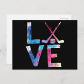 ラブアイスホッケーガールズホッケーギフトウィメンズアイスフック ポストカード (正面/裏面)