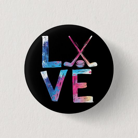 ラブアイスホッケーガールズホッケーギフトウィメンズアイスフック 缶バッジ (正面)