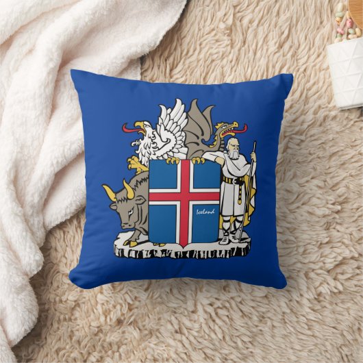 ラブアイスランド&アイスランド国旗、エンブレム/休日 クッション (ブランケット)