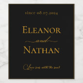 ラブアイハッピーカップル引用文ブラック&金ゴールド ワインラベル (シングルラベル)