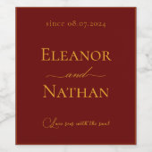 ラブアイハッピーカップル引用文ブルゴーニュ&金ゴールド ワインラベル (シングルラベル)