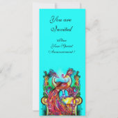 ラブアクアブルーティール(緑がかった色)ダマスモノグラムのピーコックス 招待状 (裏面)