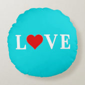 ラブアクアブルーI love You Romantic Chicターコイズ ラウンドクッション (正面)