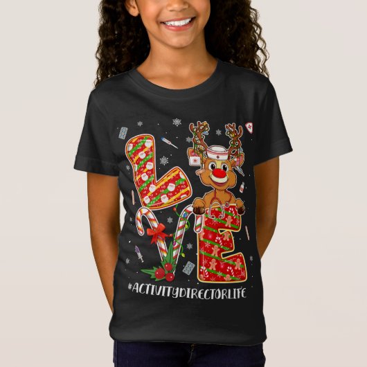ラブアクティビティディレクターLife Christmas Pajamas Nurs Tシャツ (正面)