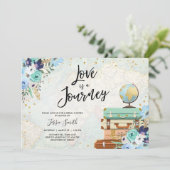ラブアジャーニーブルーフローラトラベルブライダルシャワー 招待状 (スタンド正面)
