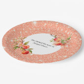 ラブアスエレガントスウィートアアアアアアアアピーチブライダルシャワー ペーパープレート (アングル)