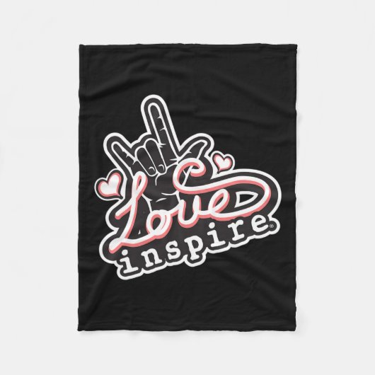 ラブアスリリーハンドサイン言語ろう認識度 フリースブランケット (正面)