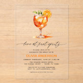 ラブアットファーストスピリッツオレンジブライダルシャワー アクリル招待状 (正面)