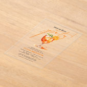 ラブアットファーストスピリッツオレンジブライダルシャワー アクリル招待状 (レイダウン)