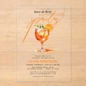 ラブアットファーストスピリッツオレンジブライダルシャワー アクリル招待状 (正面)