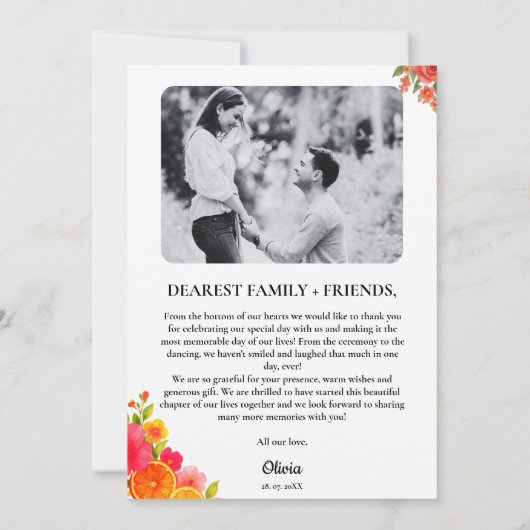 ラブアットファーストスピリッツシトラスオレンジブライダルシャワー サンキューカード (裏面)