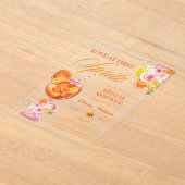 ラブアットファーストスピリッツフローラカクテルブライダルシャワー アクリル招待状 (レイダウン)