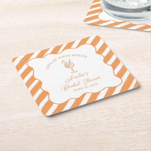 ラブアットファーストスピリッツブライダルシャワーアペイタリアンロール スクエアペーパーコースター (アングル)