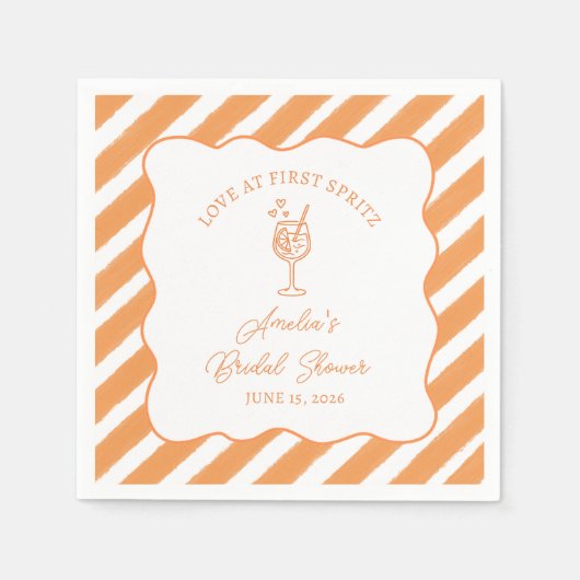 ラブアットファーストスピリッツブライダルシャワーアペイタリアンロール スタンダードカクテルナプキン (正面)