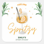 ラブアットファーストスピリッツブライダルシャワー水彩可愛い スクエアシール (正面)