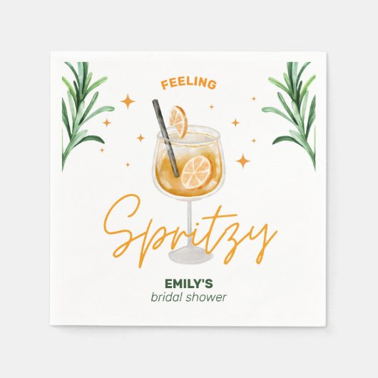 ラブアットファーストスピリッツブライダルシャワー水彩可愛い スタンダードカクテルナプキン (正面)