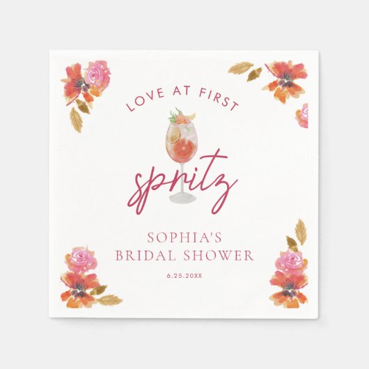 ラブアットファーストスピリッツブライダルシャワー スタンダードカクテルナプキン (正面)