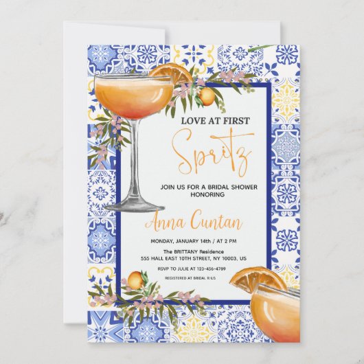 ラブアットファーストスピリッツブライダルシャワー 地中海の 招待状 (正面)