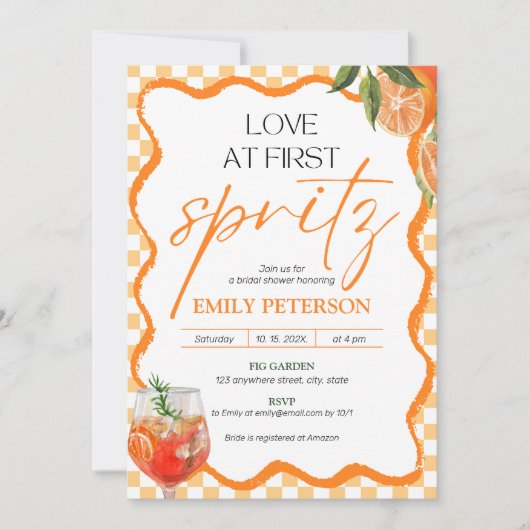 ラブアットファーストスピリッツレトロウェーブライダルシャワー 招待状 (正面)