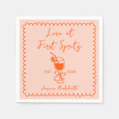 ラブアットファーストスピリッツ手描きブライダルシャワー スタンダードカクテルナプキン (正面)