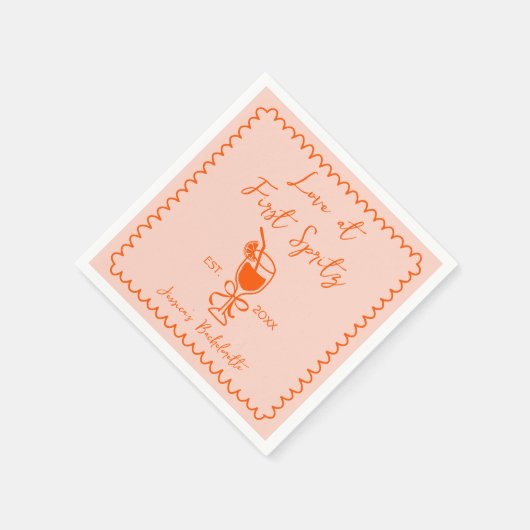 ラブアットファーストスピリッツ手描きブライダルシャワー スタンダードカクテルナプキン (角)