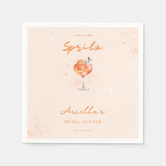 ラブアットファーストスピリッツ柑橘系ドリンクブライダルシャワー スタンダードカクテルナプキン (正面)