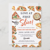 ラブアットファーストスライスピザブライダルカップルシャワー 招待状 (正面)