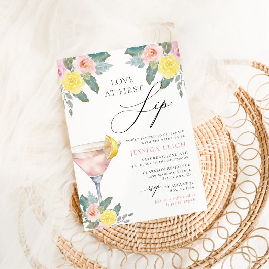 ラブアットファーストリップブライトカクテルブライダルシャワー 招待状