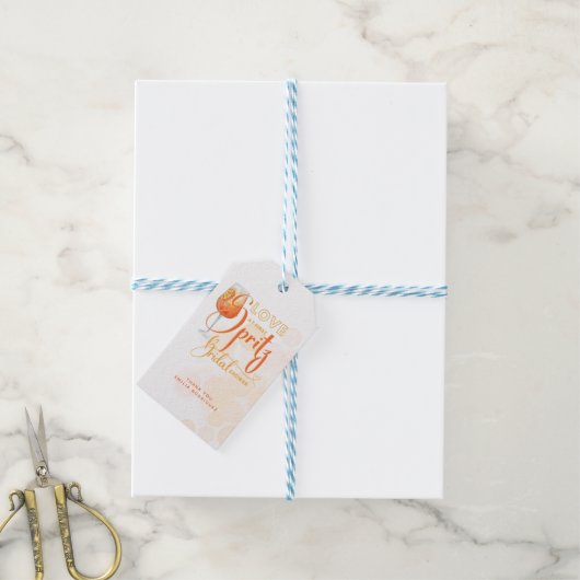 ラブアットファーストSPRITZオレンモダンジブライダルシャワー ギフトタグ (より糸付き)