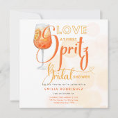 ラブアットファーストSPRITZオレンモダンジブライダルシャワー 招待状 (正面)