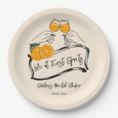 ラブアットファーストspritzレトロオレンジブライダルシャワー ペーパープレート (正面)