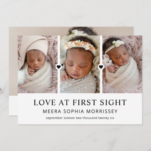 ラブアットモダンファーストサイト4写真誕生 案内状 (正面/裏面)