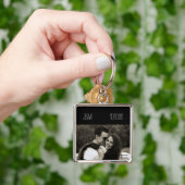 ラブアニバーサリーカップル写真日付イニシャル キーホルダー (手)