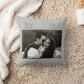 ラブアニバーサリーカップル写真日付イニシャル クッション (ブランケット)